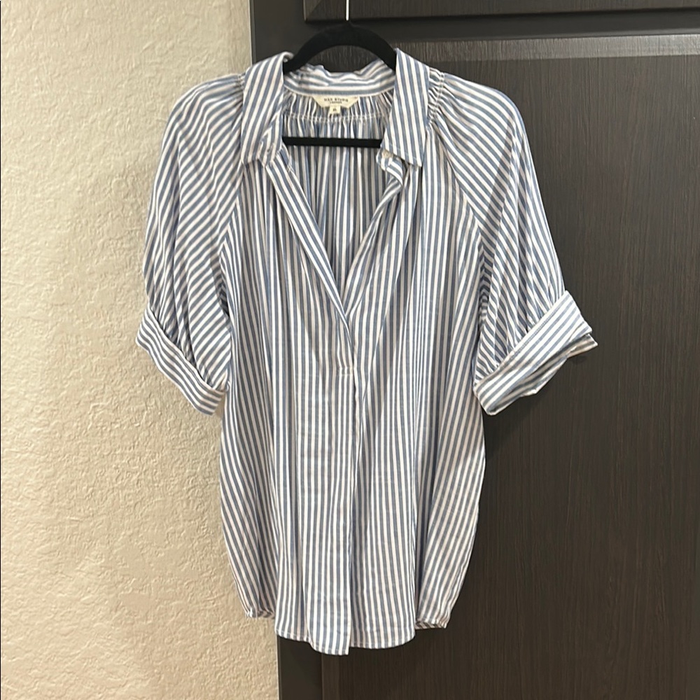 Max Studio Blue and White Striped Blouse